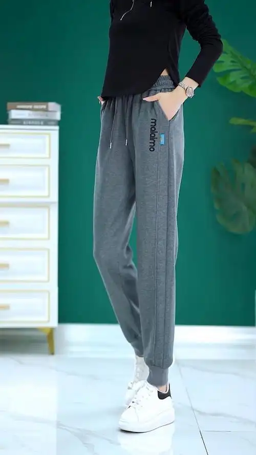 6535棉春秋季新款哈伦裤显瘦百搭女裤2024卫裤运动休闲女士裤子 - 17