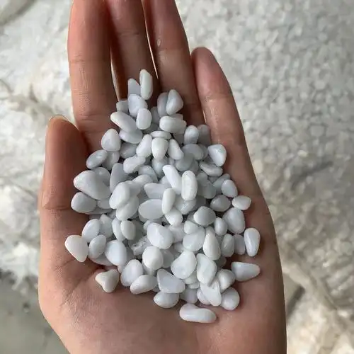 天然白石子鹅卵石多肉铺面雨花石抛光花盆装饰白色石头小白石砾石