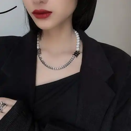k21forme邓紫棋同款质感珍珠链条拼接项链气质锁骨项链