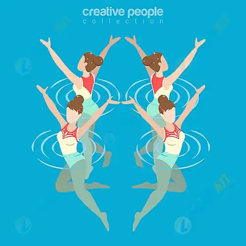 花式游泳人物图案矢量素材下载