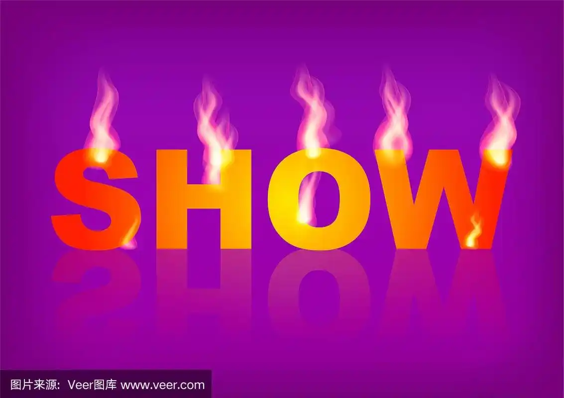 文字显示与火焰在紫色的背景.矢量插图.