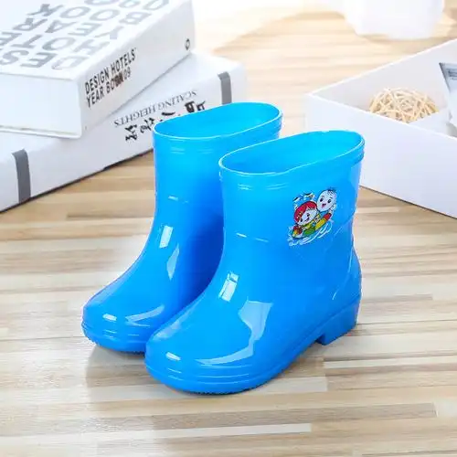 儿童雨鞋男女水鞋加绒加棉卡通胶靴水靴雨靴防滑胶鞋绒套蓝色不加绒32