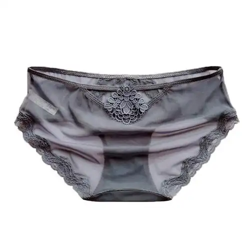 内裤透好女蕾丝刺绣韩系性感镂空透明超薄网纱无痕中腰包臀三角裤