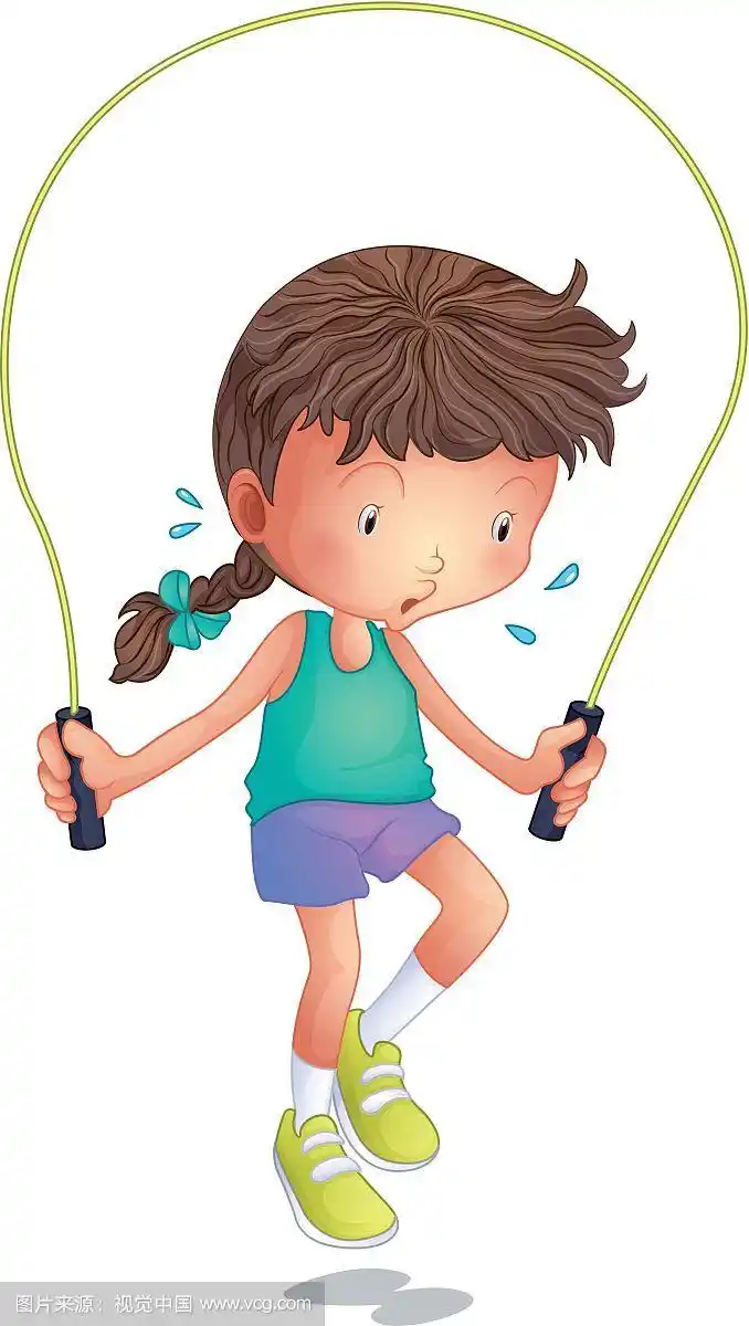 一个小女孩在玩跳绳