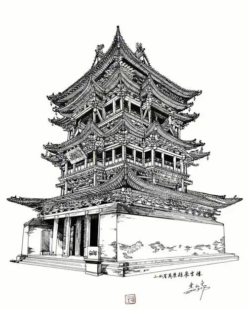 一组很不错线描建筑