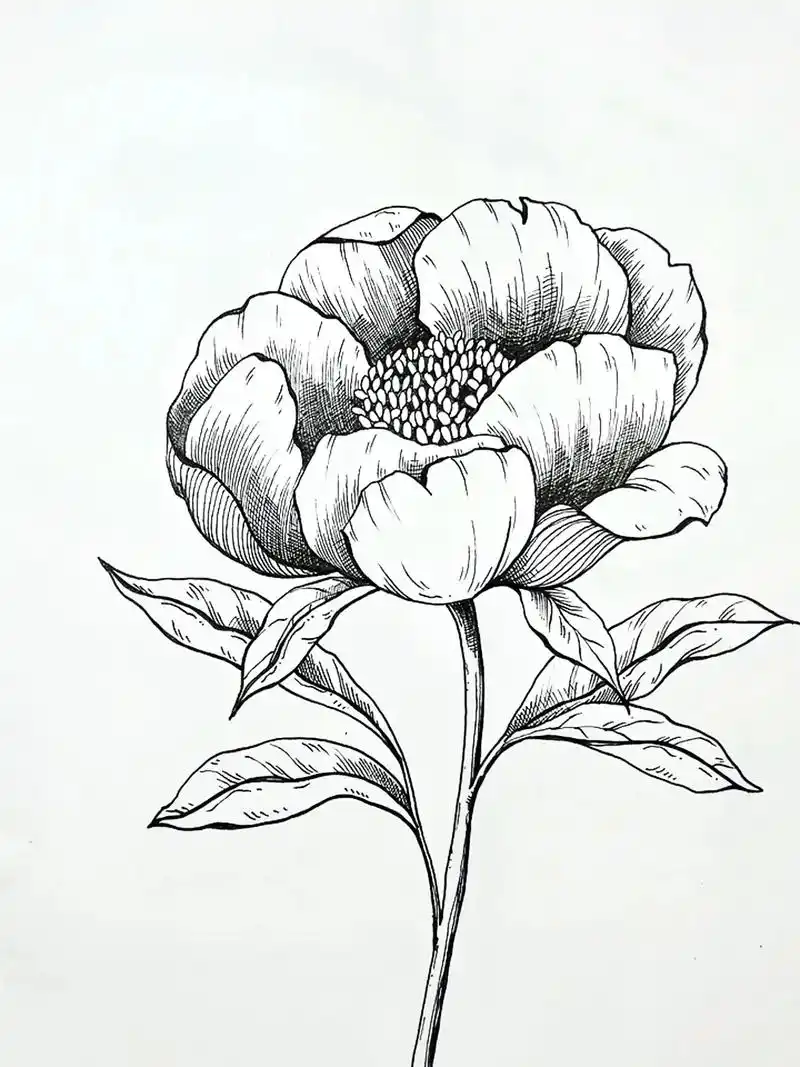 零基础学黑白插画,入门级花卉绘画步骤分解图.#抖音图文来了  - 抖音