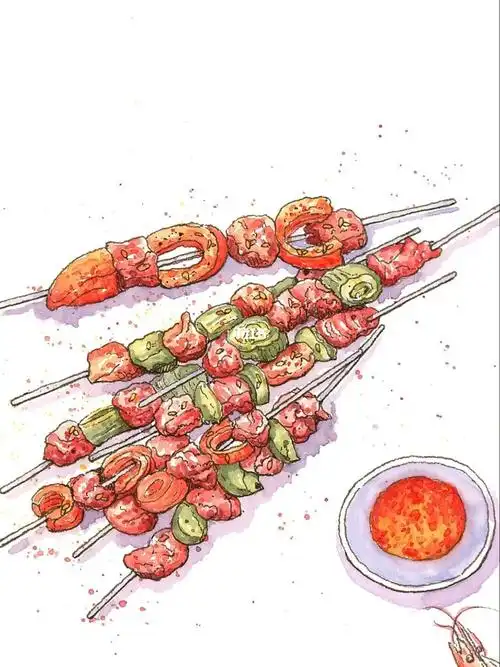 淡彩美食烤串