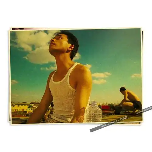 春光乍泄张国荣梁朝伟王家卫电影海报 复古牛皮纸酒吧海报装饰画