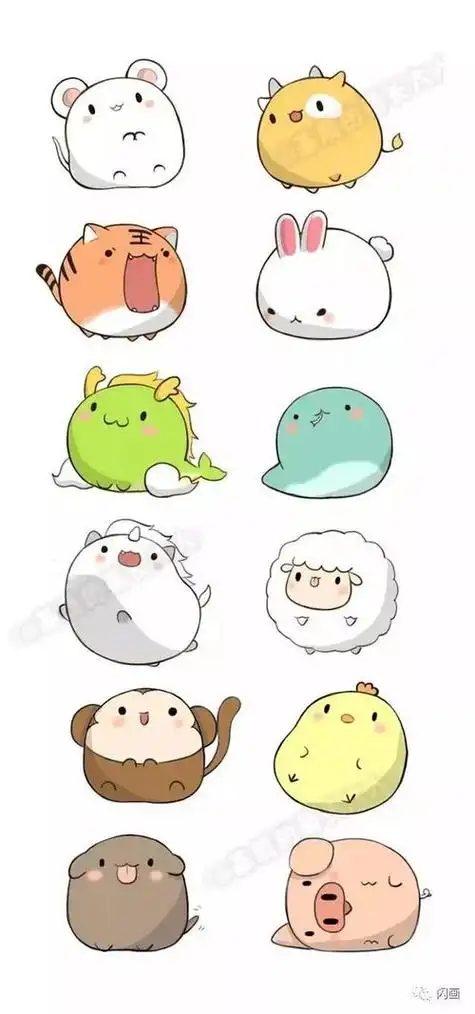 可爱动物简笔画萌萌哒带颜色