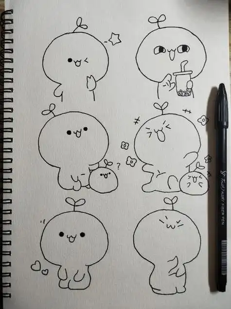 表情包简笔画可爱团子