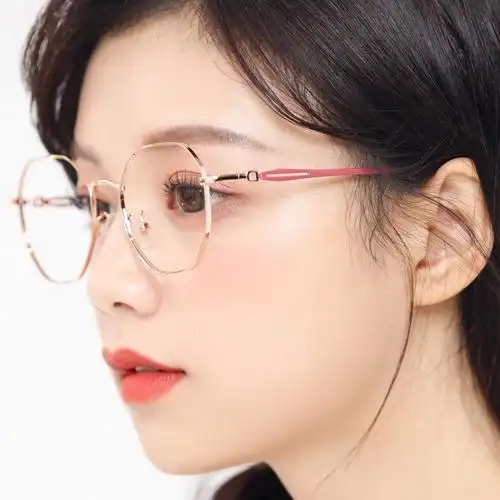 多边形网红眼镜框女防蓝光护目镜女显瘦眼镜框近视女款超轻变色镜