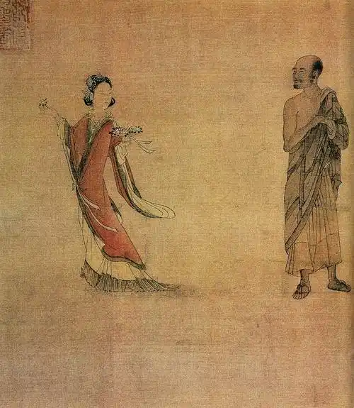 《宋刘松年天女献花图》是宋代画家刘松年创作的一幅绢本淡设色人物