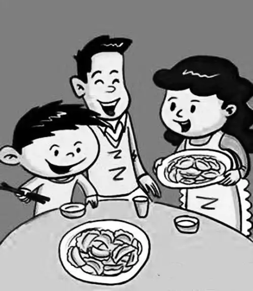 过年包饺子简笔画的画法图片