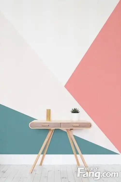 高级的几何彩色墙面.