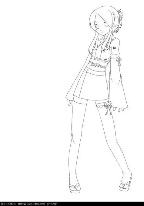 侧身卡通人物全身简笔画