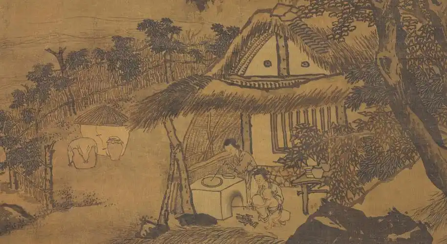 《溪谷采薇图》局部