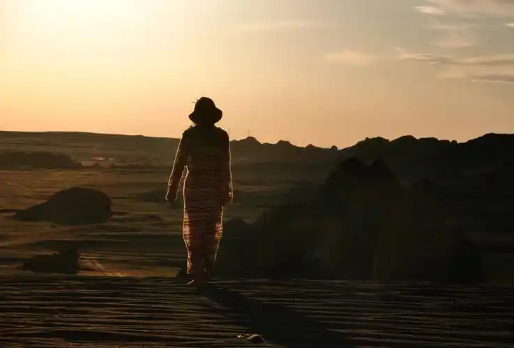 新疆穿越罗布泊无人区行走在火星表面