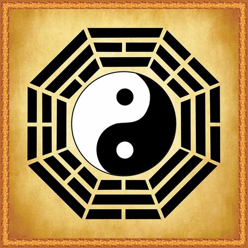 周易经后天八卦图太极图阴阳鱼招财书房入户玄关禅意办公室装饰画