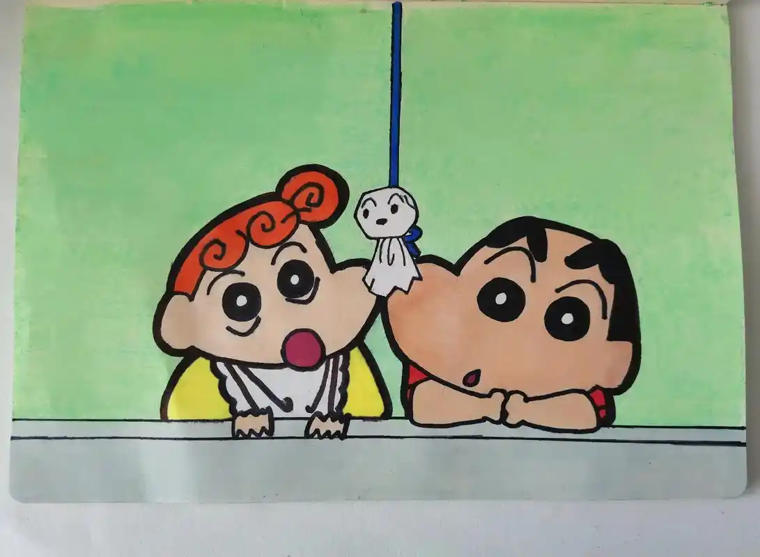 小新和小葵#蜡笔小新 #卡通画  - 抖音