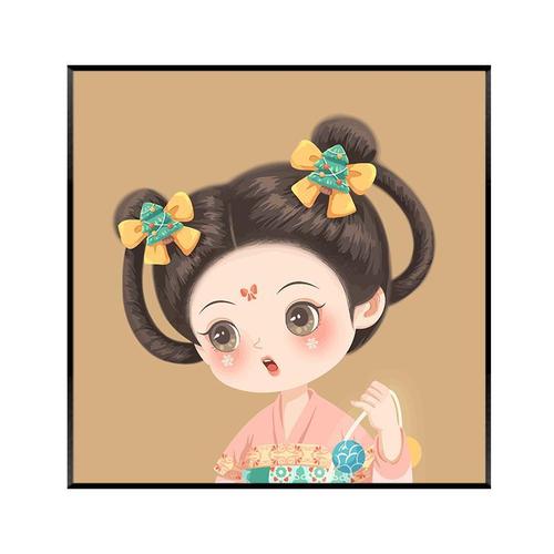 儿童数字油画卡通女孩diy卡通数学手绘画小学生丙烯画简单油彩画