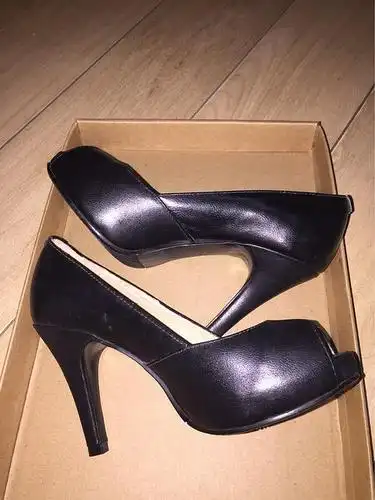 出31码黑色性感鱼嘴高跟鞋