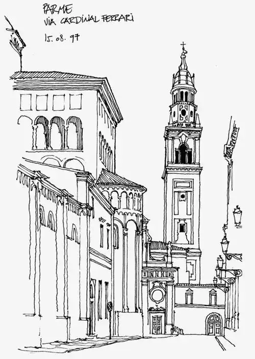 素描建筑物简笔画