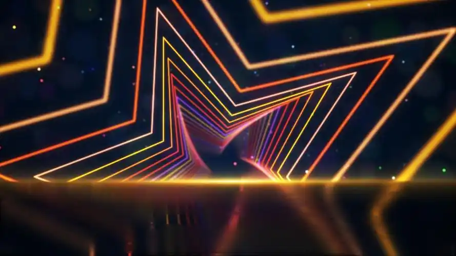 4k炫彩五角星星光大道冲屏背景星光大道背景