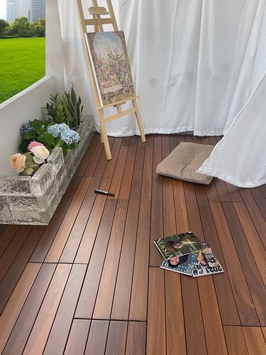 画萌纯实木阳台地板自铺改造木板地拼户外防腐木露台地面铺设地板无缝