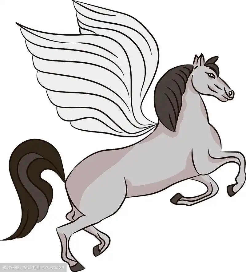 一匹有翅膀的马的剪影-飞马