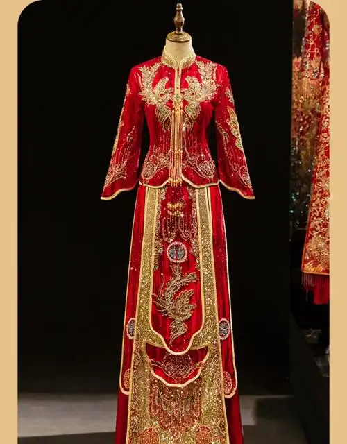 凤冠霞帔整套婚纱重工高端秀禾服新娘2022新款中式婚服中国风凤冠霞帔