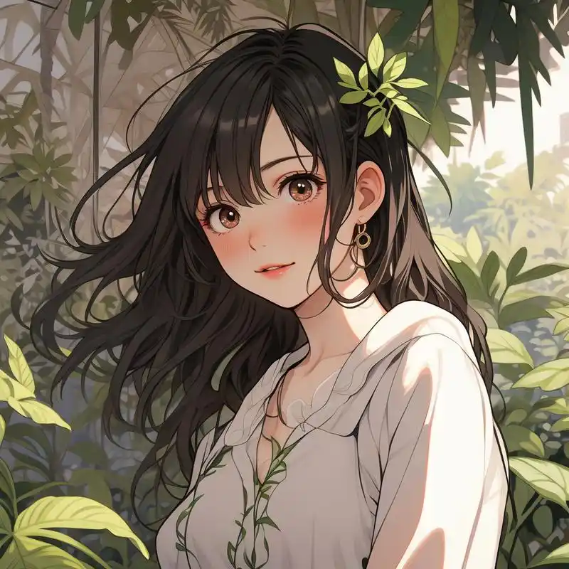 91动漫女生森系头像大赏91 绿色总是能带给人清新的感觉,当它与