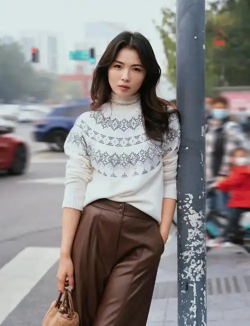 刘涛晒街拍照,白色针织衫搭配皮裤,温婉大气!__财经头条