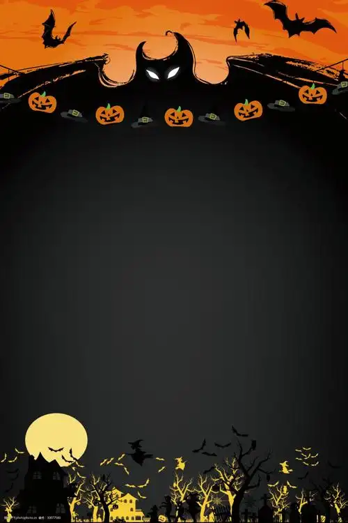 万圣节黑猫南瓜灯蝙蝠背景素材