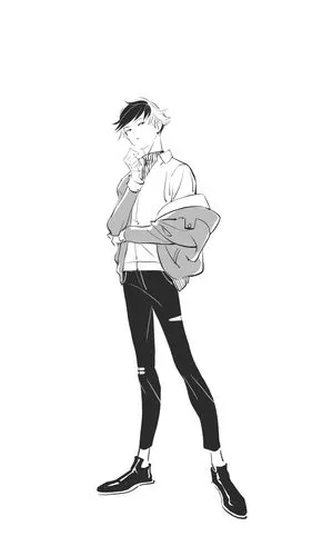 一组漫画少年动态速写