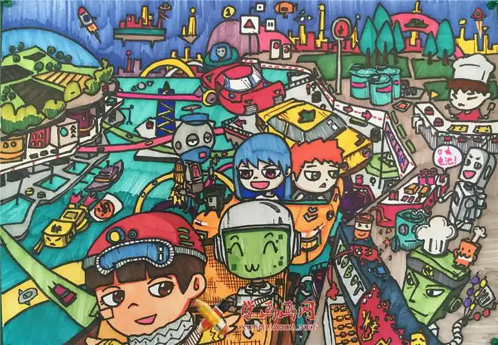 《未来世界-星球共建》__科幻画_科幻画图片大全_学画画网_国内最大的