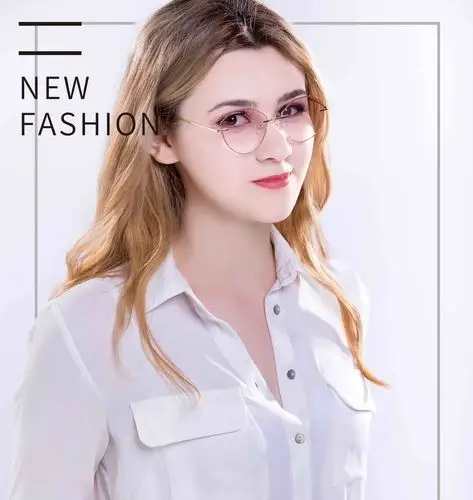 淳晨配成品纯钛钻石切边无框近视眼镜女士款超轻远视架镜带有度数