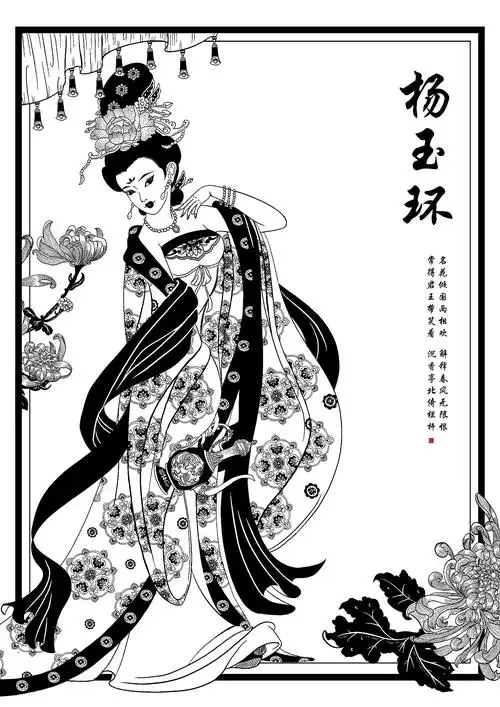 黑白装饰画设计-春夏秋冬·四大美女