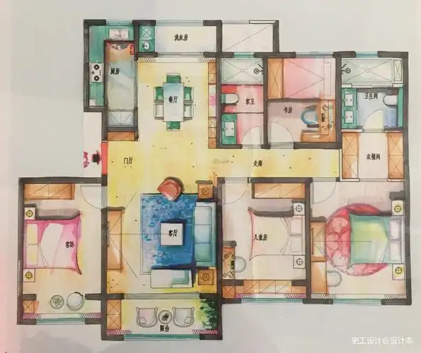 手绘平面图装修图大全-土巴兔装修效果图