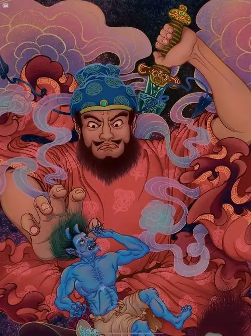 原创古风插画《钟馗捉鬼》