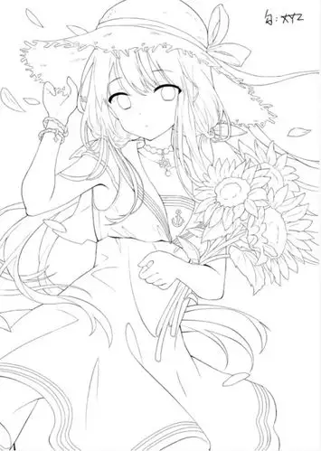 黑白线稿:动漫卡通人物线稿