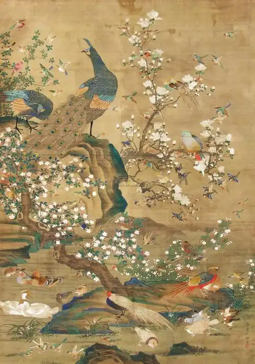 【百鸟朝凤 立轴 设色绢本】拍卖品_图片_价格_鉴赏_绘画_雅昌艺术品