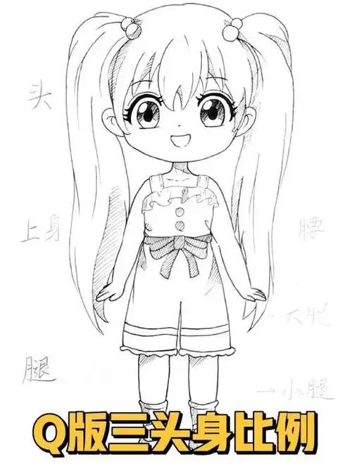 q版漫画三头身人物比例,动漫手绘