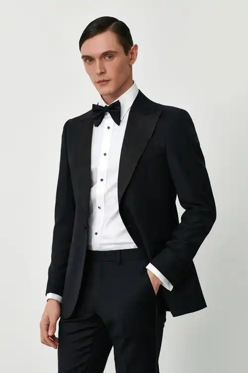 全国尘界西装礼服西服婚服定制-【尘界服饰】纯黑色 宴会礼服-中国婚