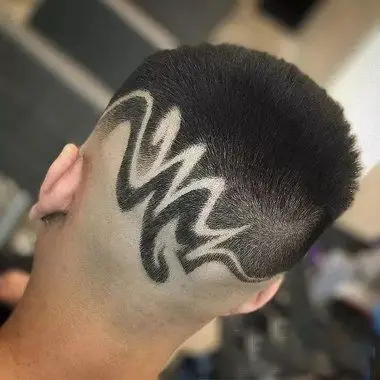 国内外男生超短发雕刻图案发型