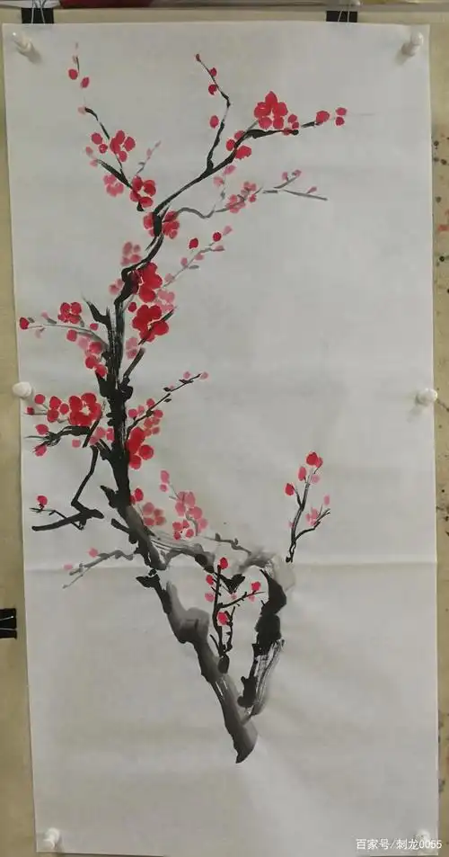 四尺写意梅花的构图及花瓣的画法