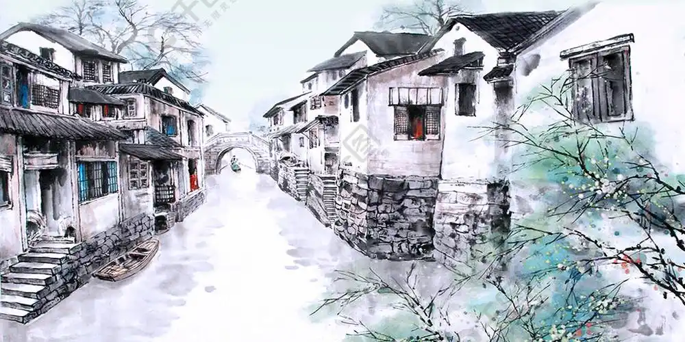 水墨江南古镇海报