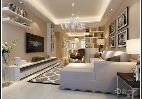 青蓝国际 现代简约96平米三房二厅二卫装修案例 客厅