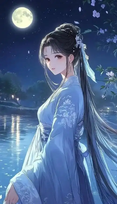 兴来每独往,胜事空自知.万籁俱寂,月下沉思|古风女生壁纸#手机壁纸