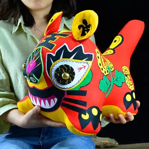 民间工艺品纯手工布老虎特大号布艺玩偶镇宅摆件酒店装饰民俗风