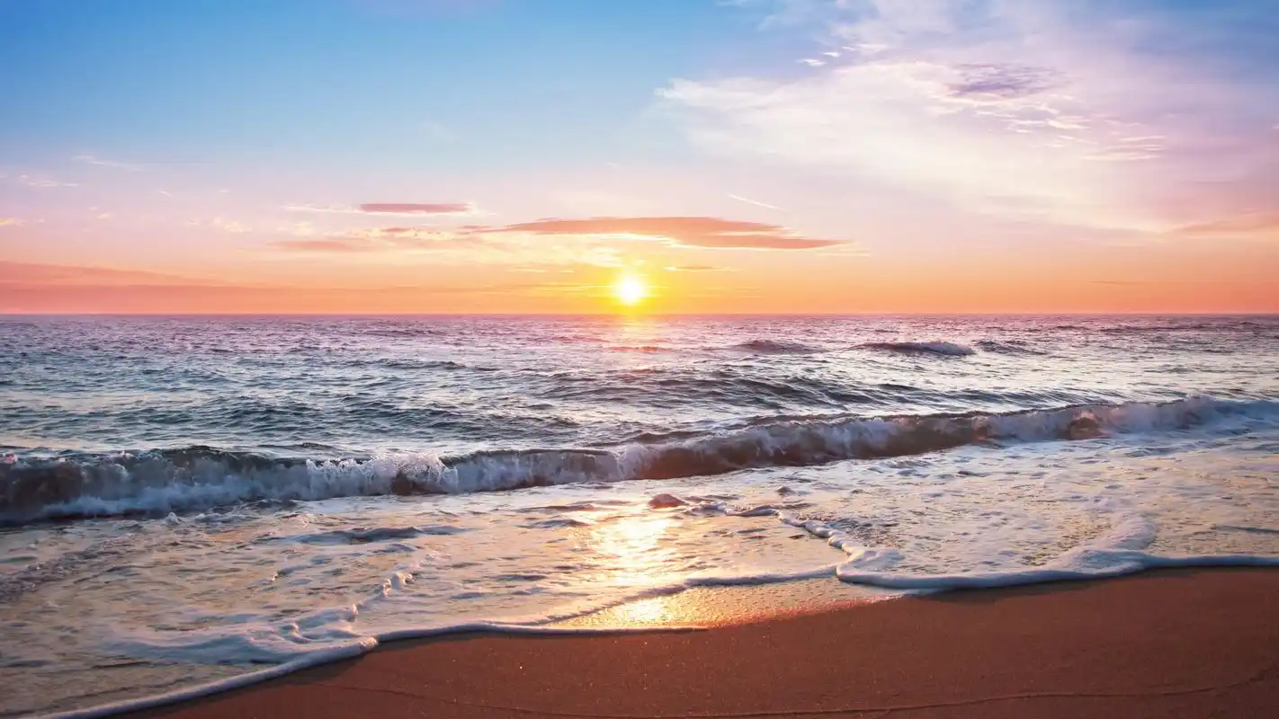 唯美落日海边风景唯美高清桌面壁纸